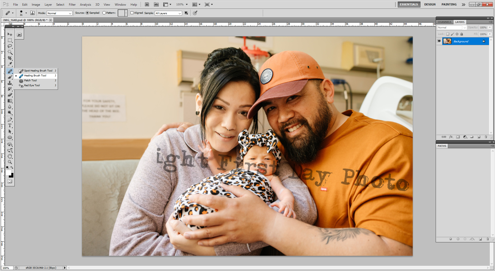 Utilizing the Healing Brush Tool